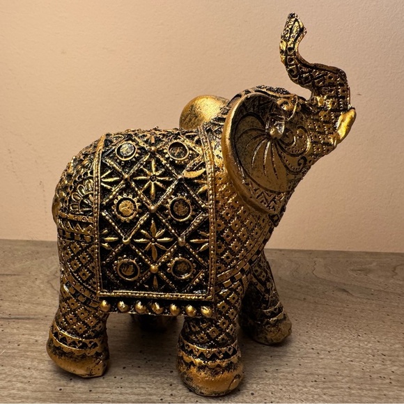 Gold Elephant Figurine - Home Accents Decor - Picture 2 of 5